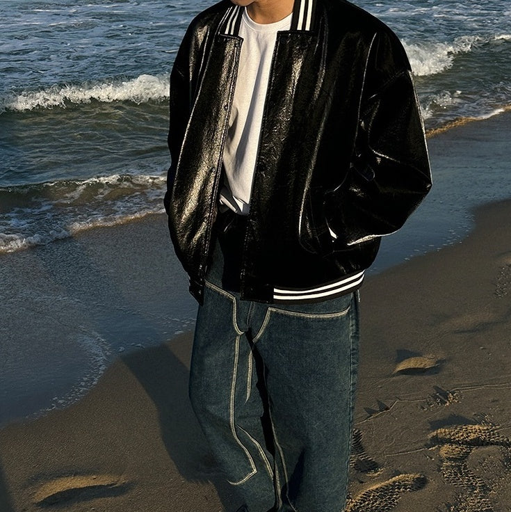 Stylish Color Block Bomber Flight Jacket