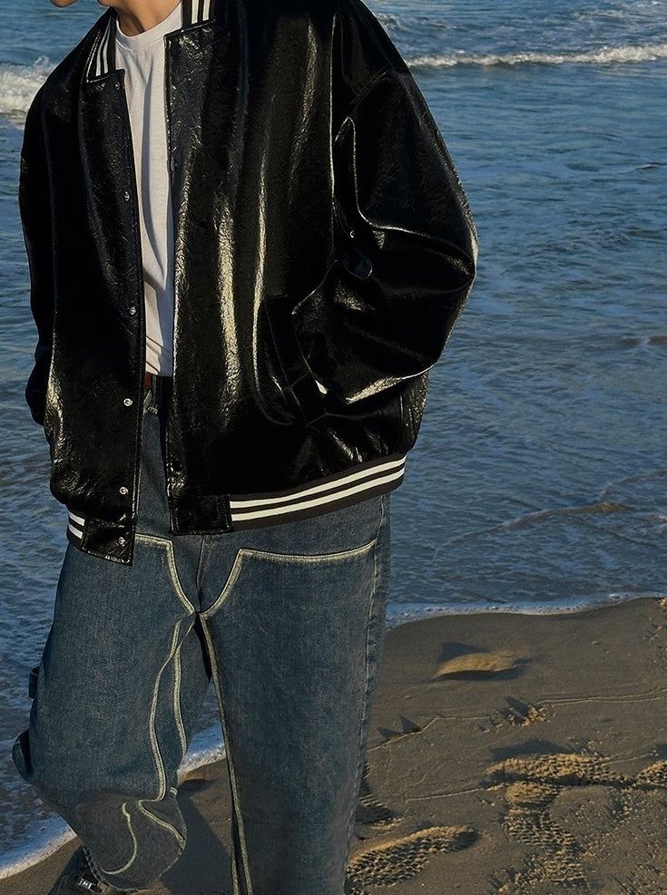 Stylish Color Block Bomber Flight Jacket