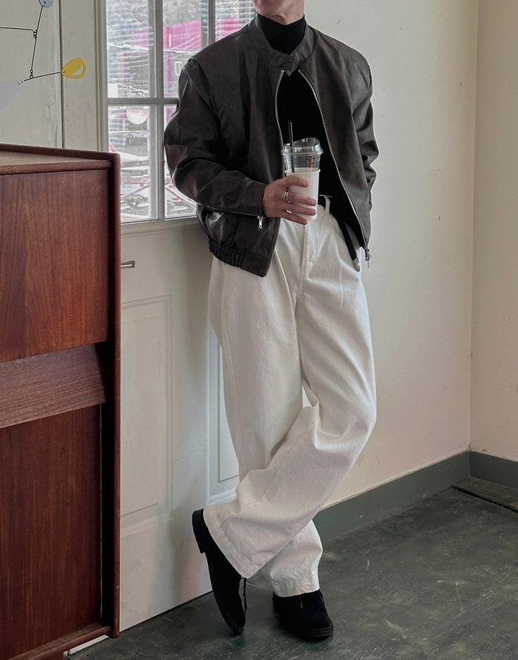 Stylish Highneck PU Leather Jacket