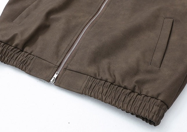 Stylish Highneck PU Leather Jacket