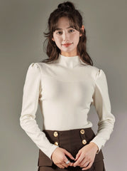 Stylish Knit Bubble Sleeve Sweater Top