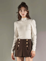 Stylish Knit Bubble Sleeve Sweater Top