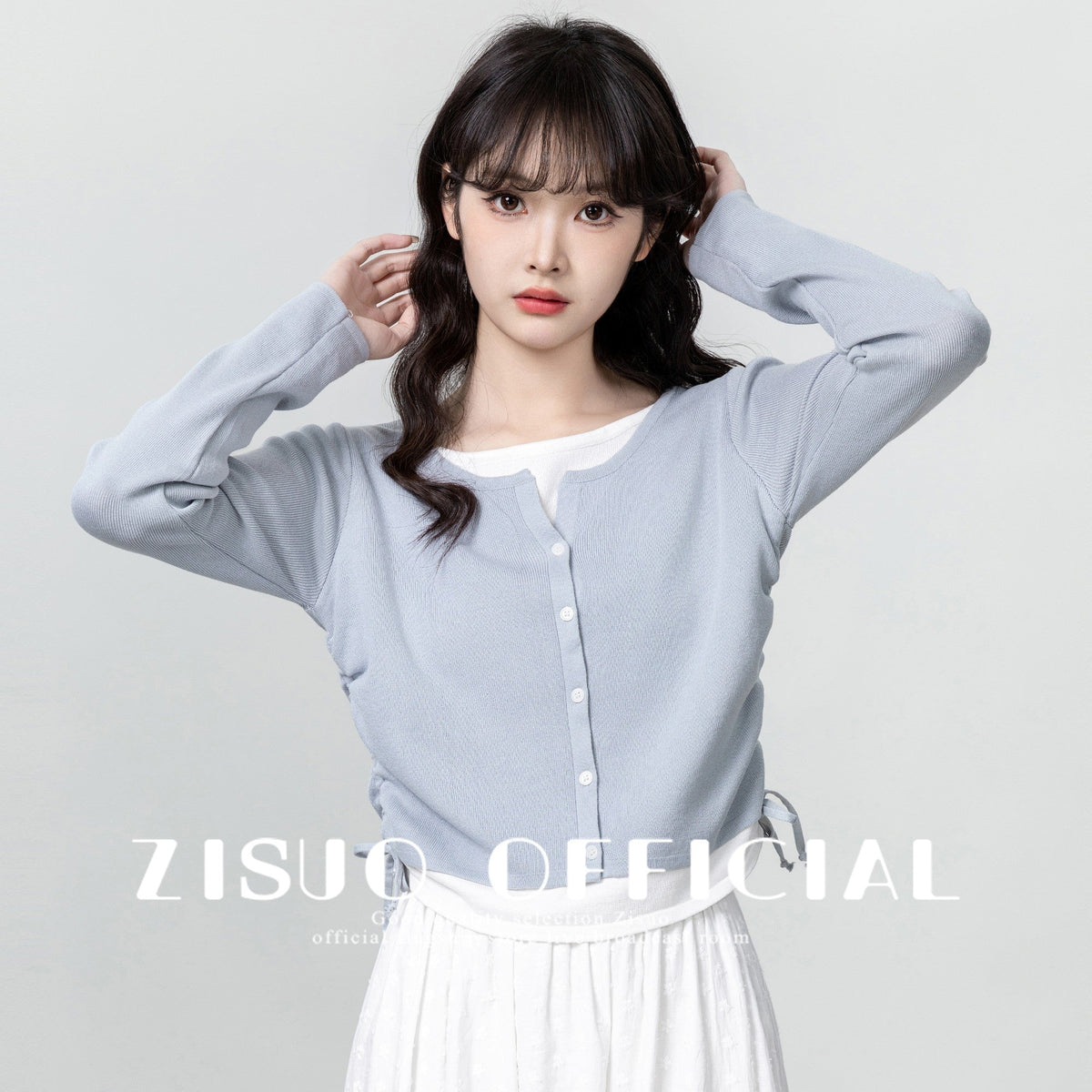 Stylish Knit Drawstring Patchwork Top