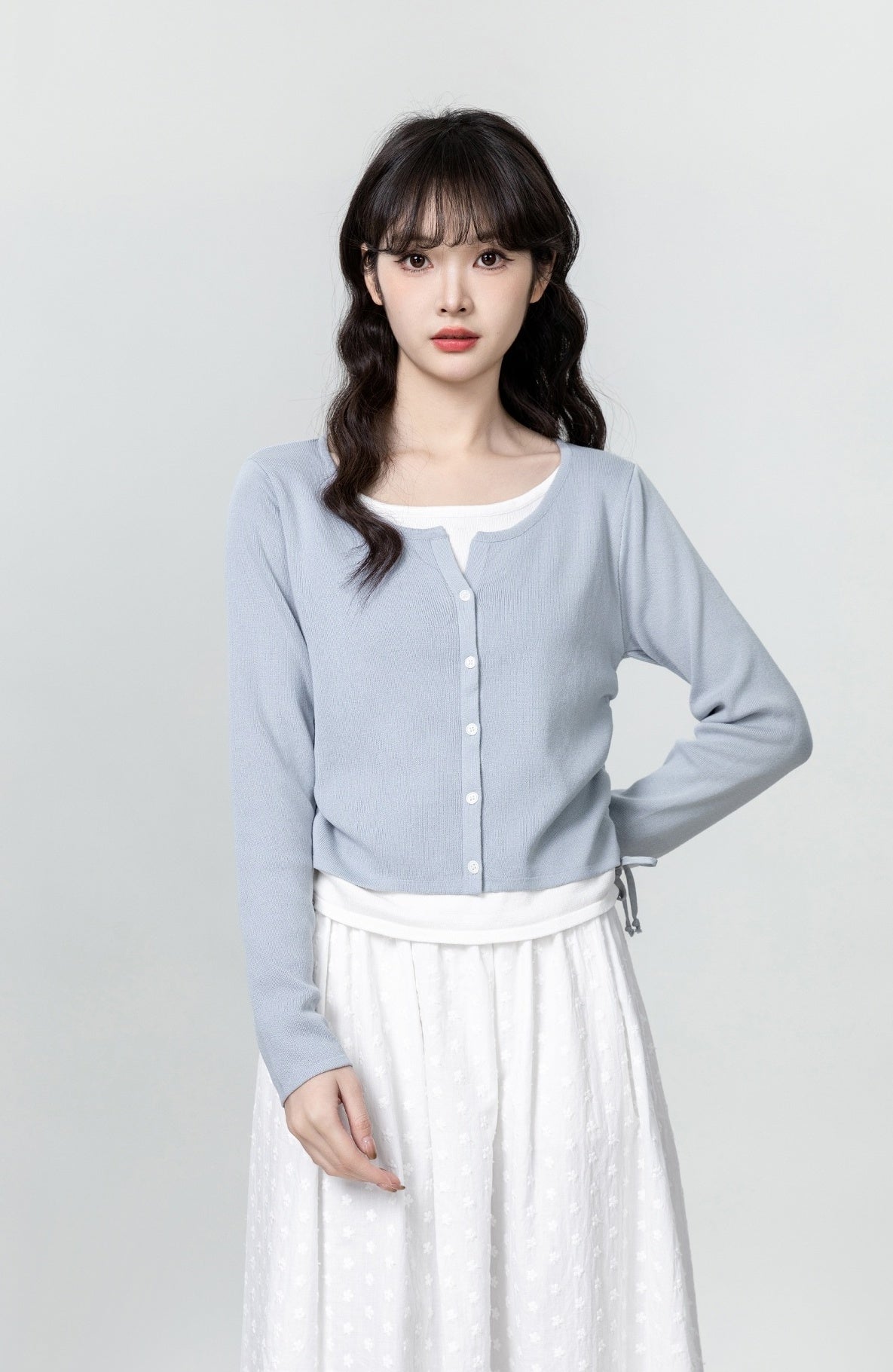 Stylish Knit Drawstring Patchwork Top