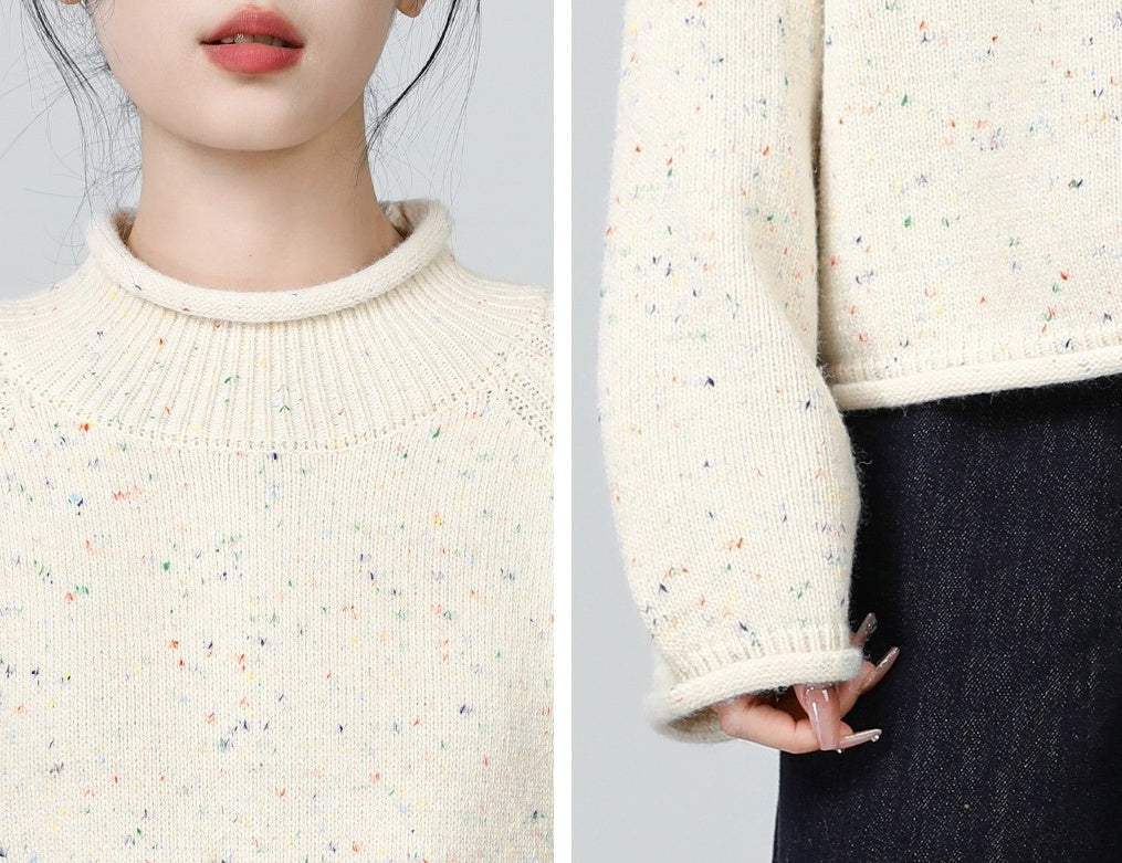 Stylish Loose Fit Sweater With High Collar