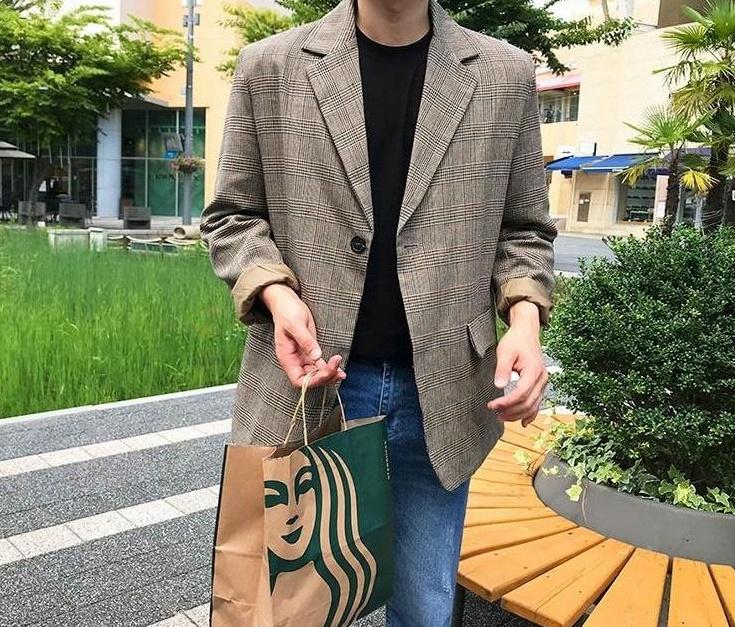 Stylish Plaid Casual Blazer Jacket