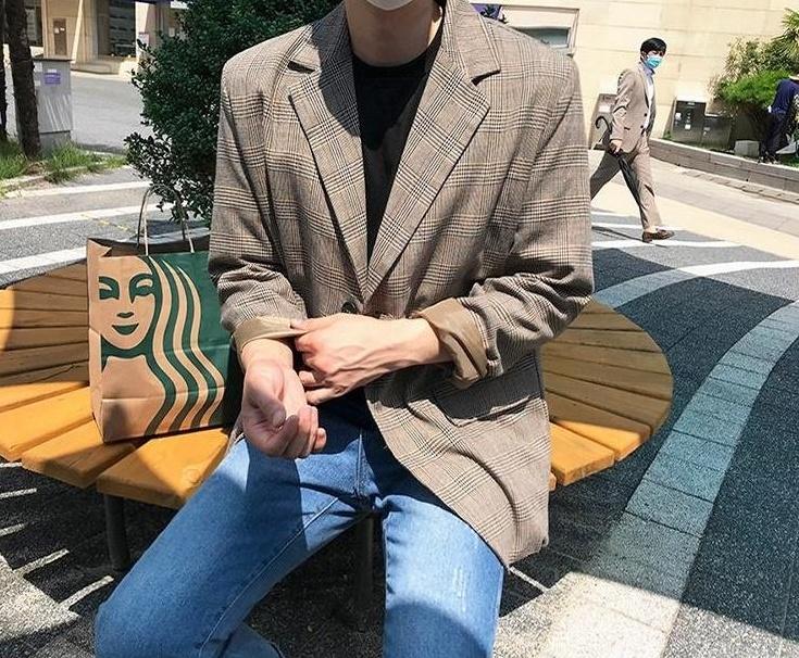 Stylish Plaid Casual Blazer Jacket