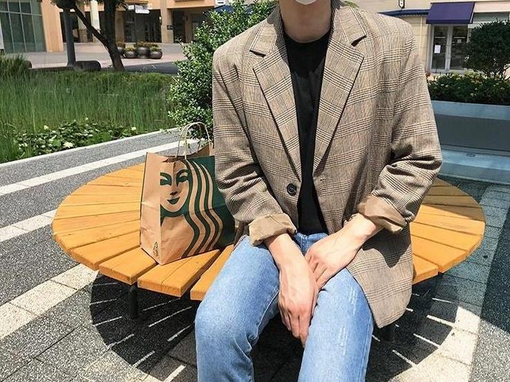 Stylish Plaid Casual Blazer Jacket
