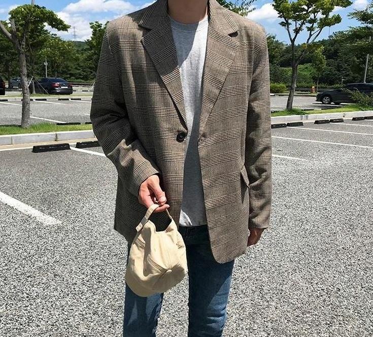 Stylish Plaid Casual Blazer Jacket