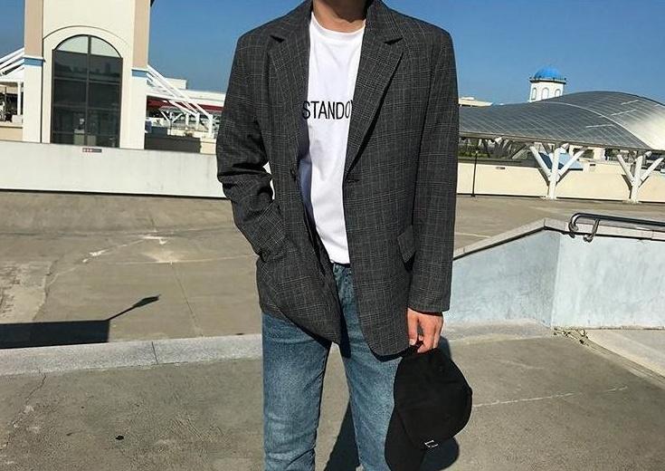 Stylish Plaid Casual Blazer Jacket