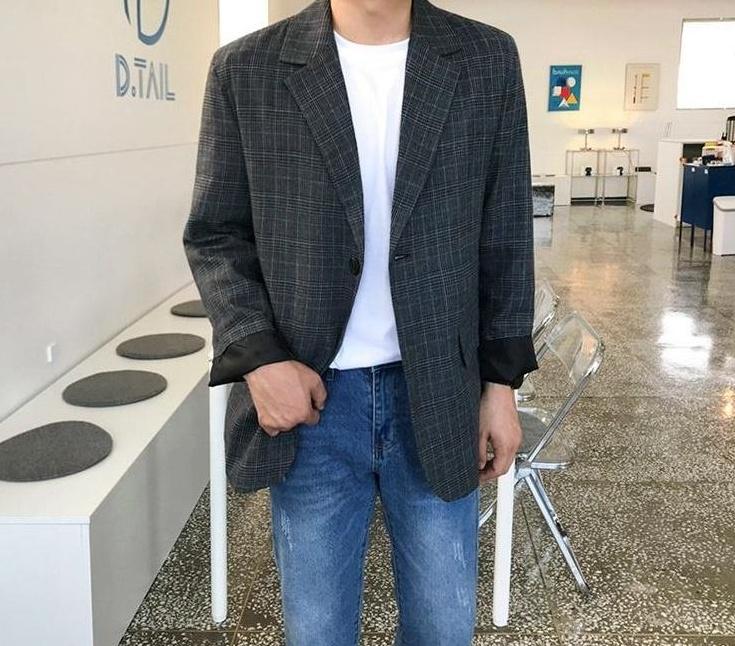 Stylish Plaid Casual Blazer Jacket