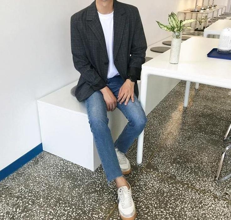 Stylish Plaid Casual Blazer Jacket