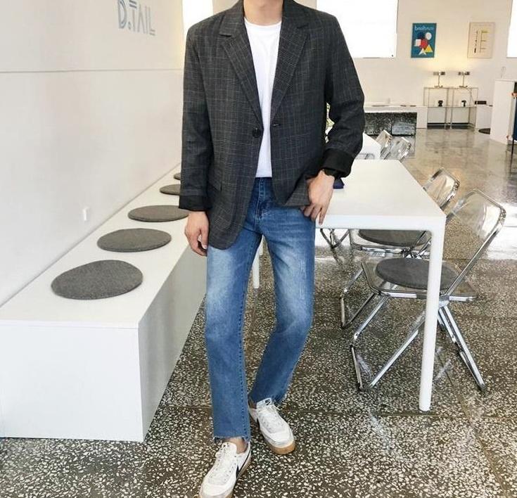 Stylish Plaid Casual Blazer Jacket