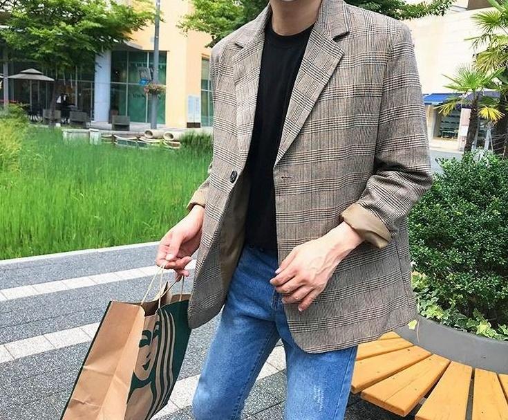 Stylish Plaid Casual Blazer Jacket