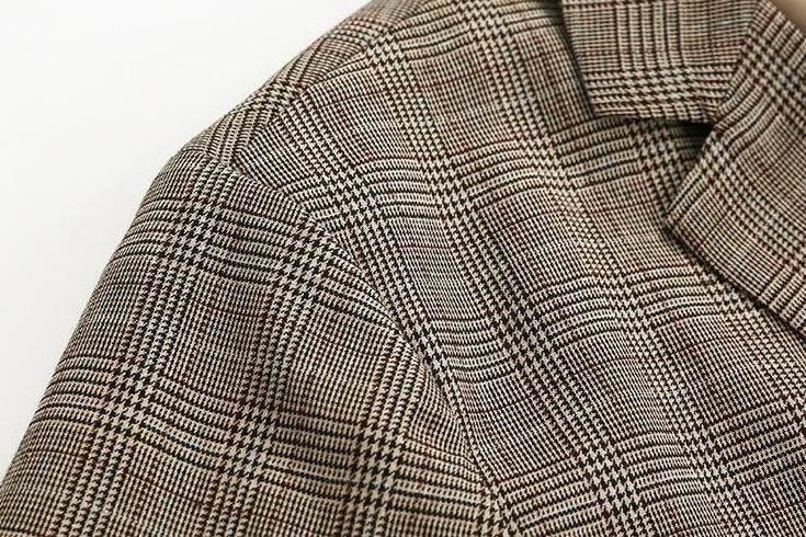 Stylish Plaid Casual Blazer Jacket