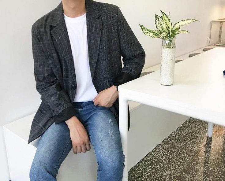 Stylish Plaid Casual Blazer Jacket