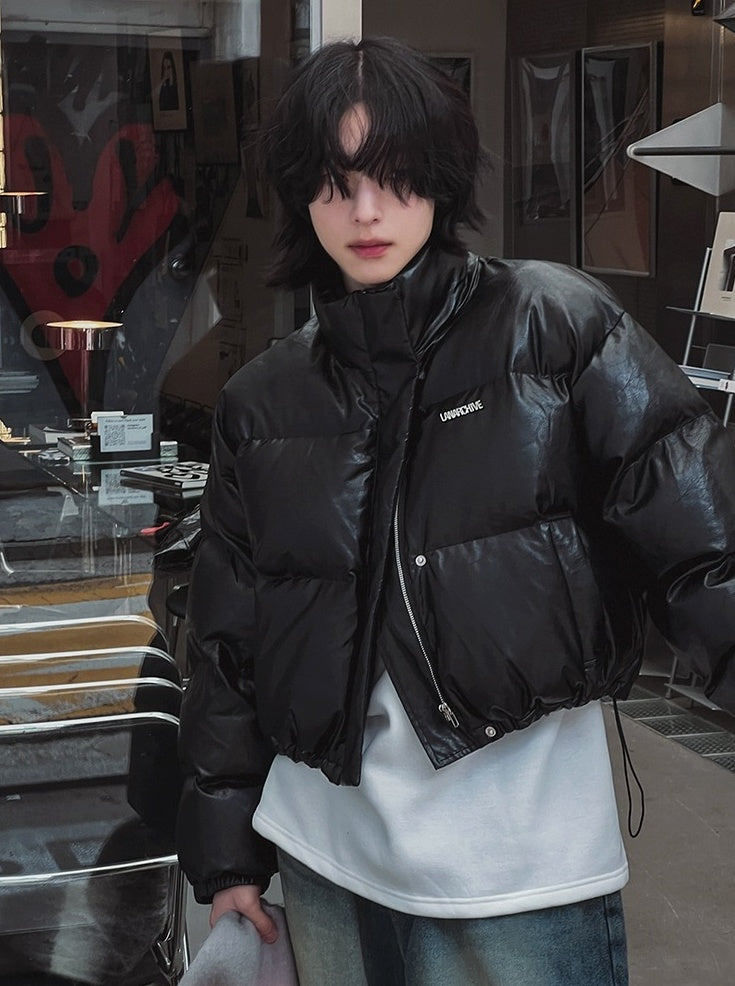 Stylish Pu Leather Short Winter Jacket