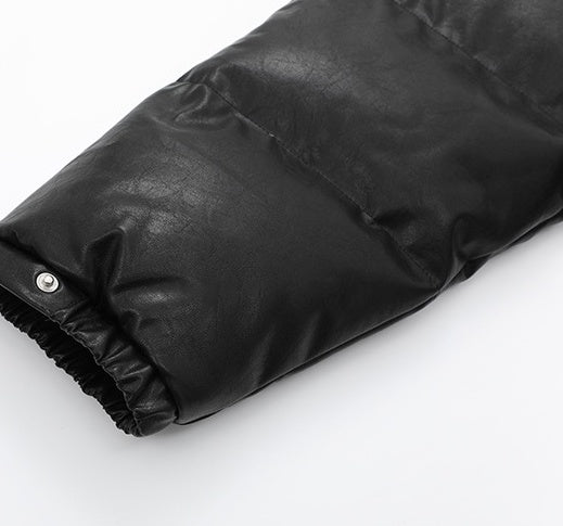 Stylish Pu Leather Short Winter Jacket