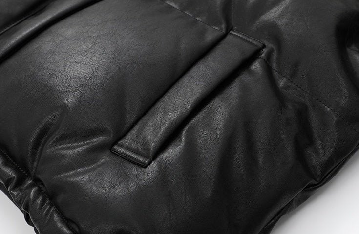 Stylish Pu Leather Short Winter Jacket