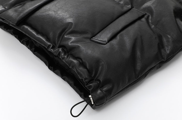 Stylish Pu Leather Short Winter Jacket