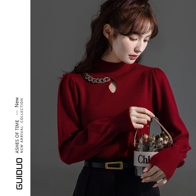 Stylish Red High Neck Sweater