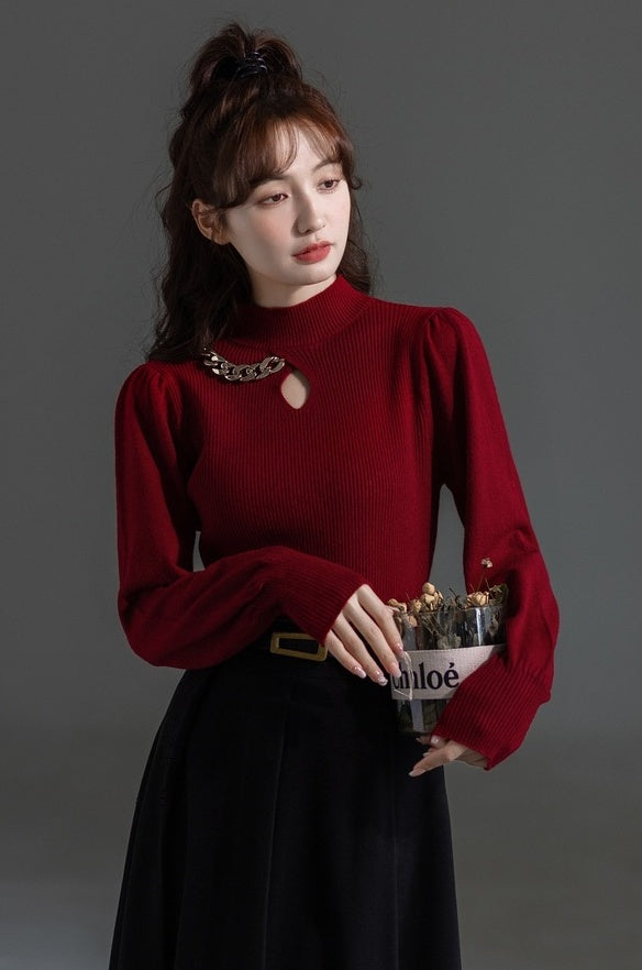Stylish Red High Neck Sweater