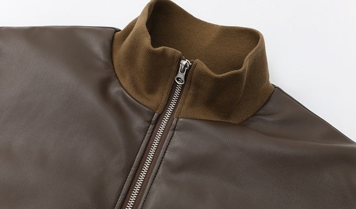 Stylish Short Pu Leather Winter Jacket