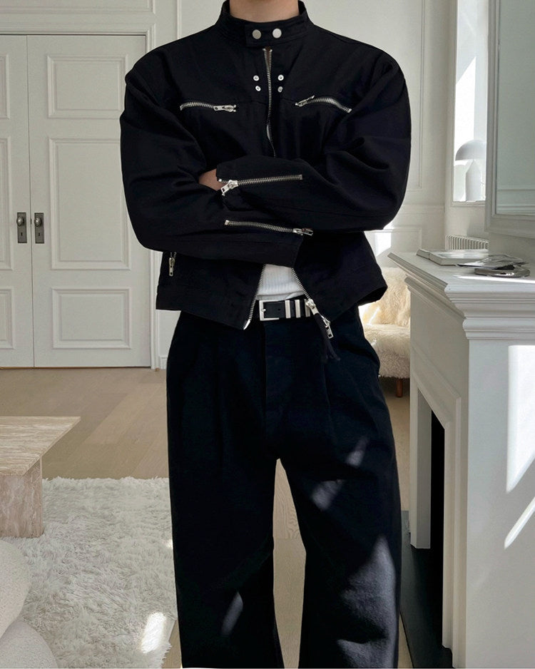Stylish Short Stand Collar Jacket