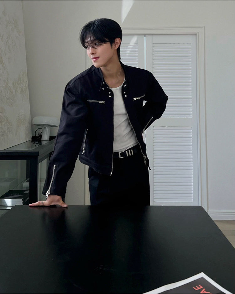 Stylish Short Stand Collar Jacket