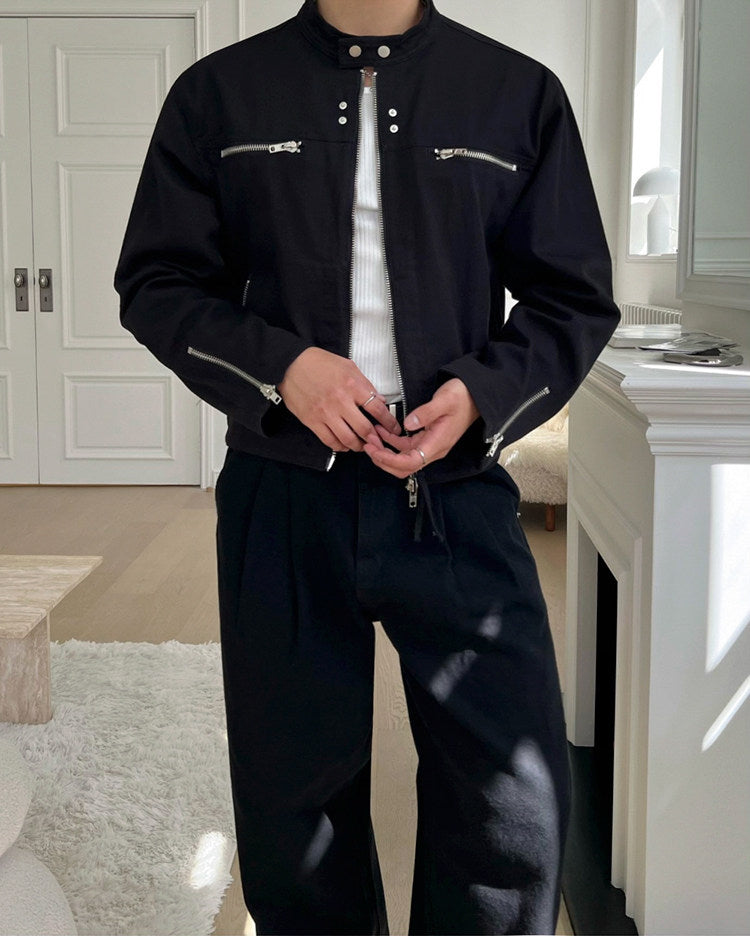 Stylish Short Stand Collar Jacket