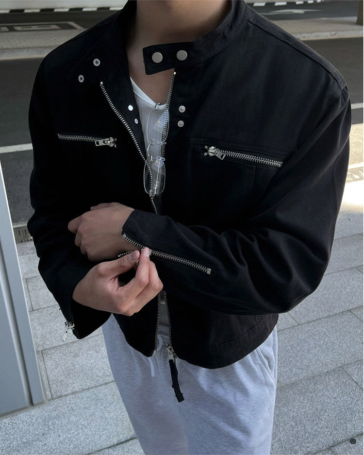 Stylish Short Stand Collar Jacket