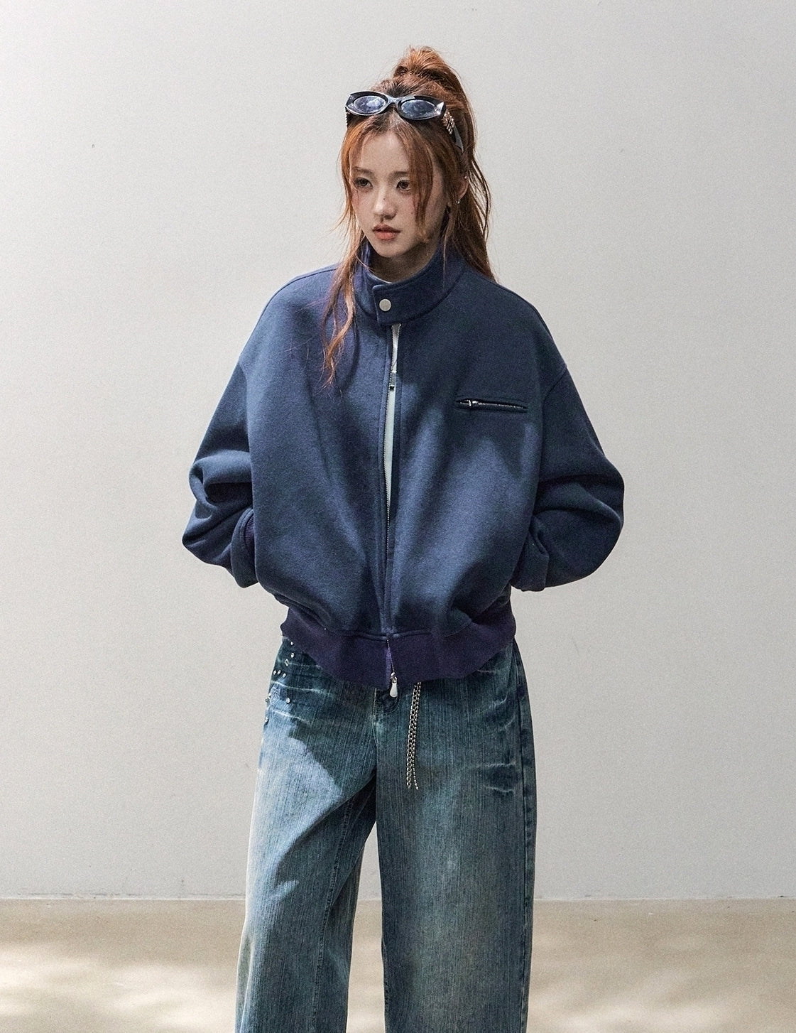 Stylish Stand Collar Air Layer Sweatshirt Jacket