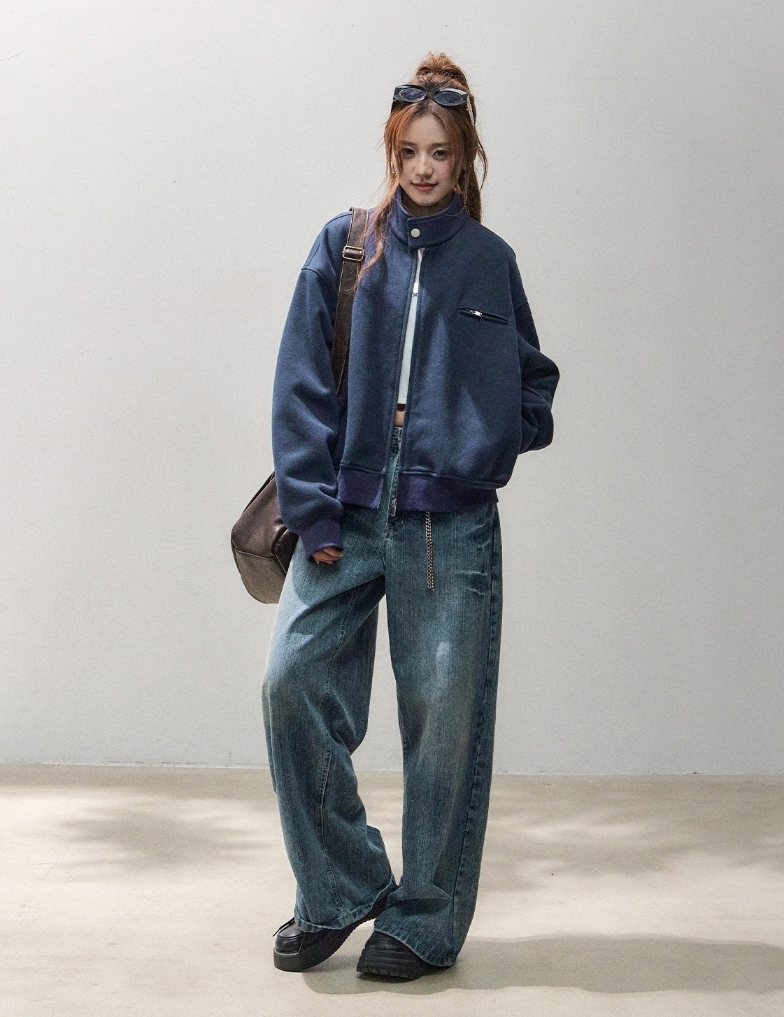 Stylish Stand Collar Air Layer Sweatshirt Jacket