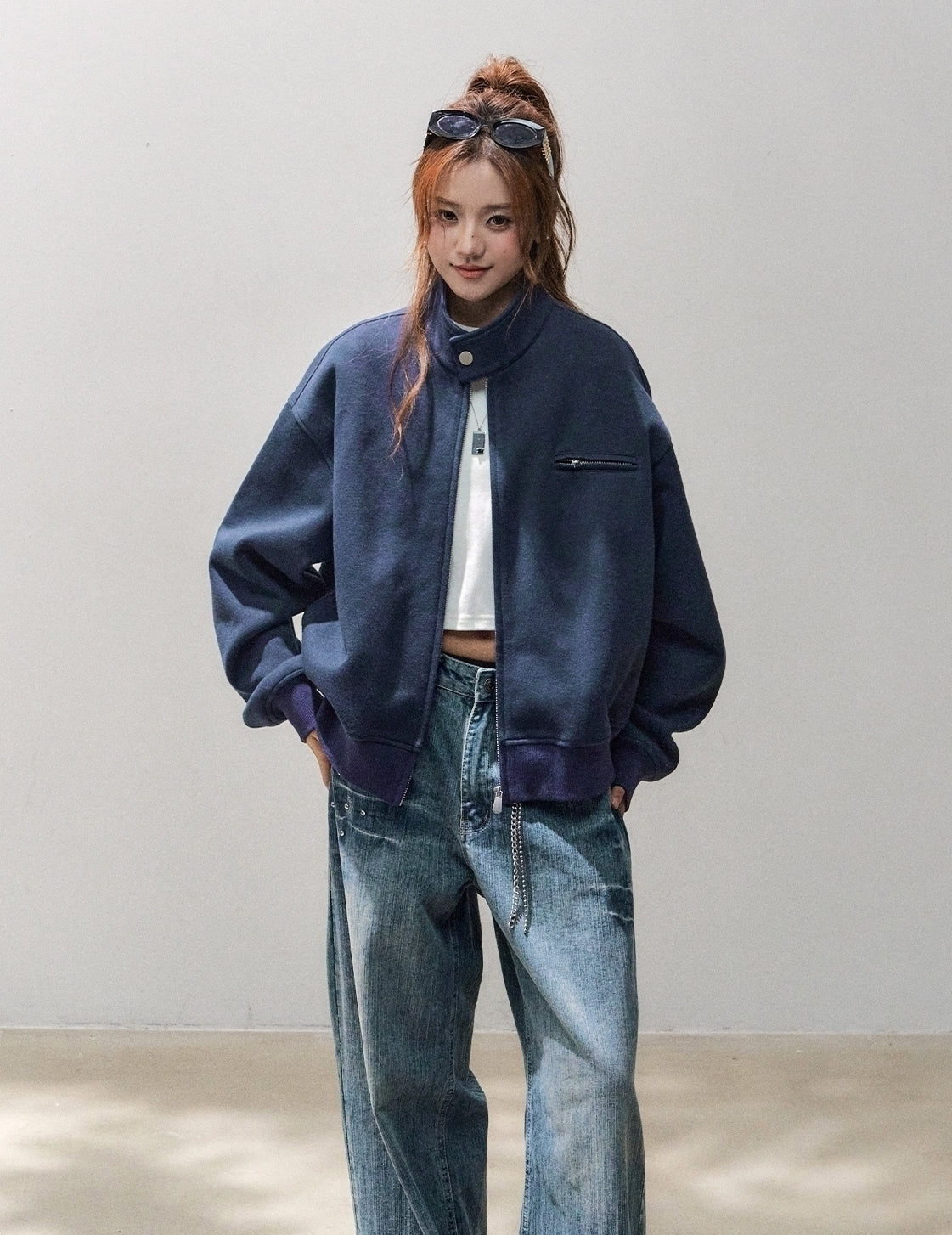 Stylish Stand Collar Air Layer Sweatshirt Jacket
