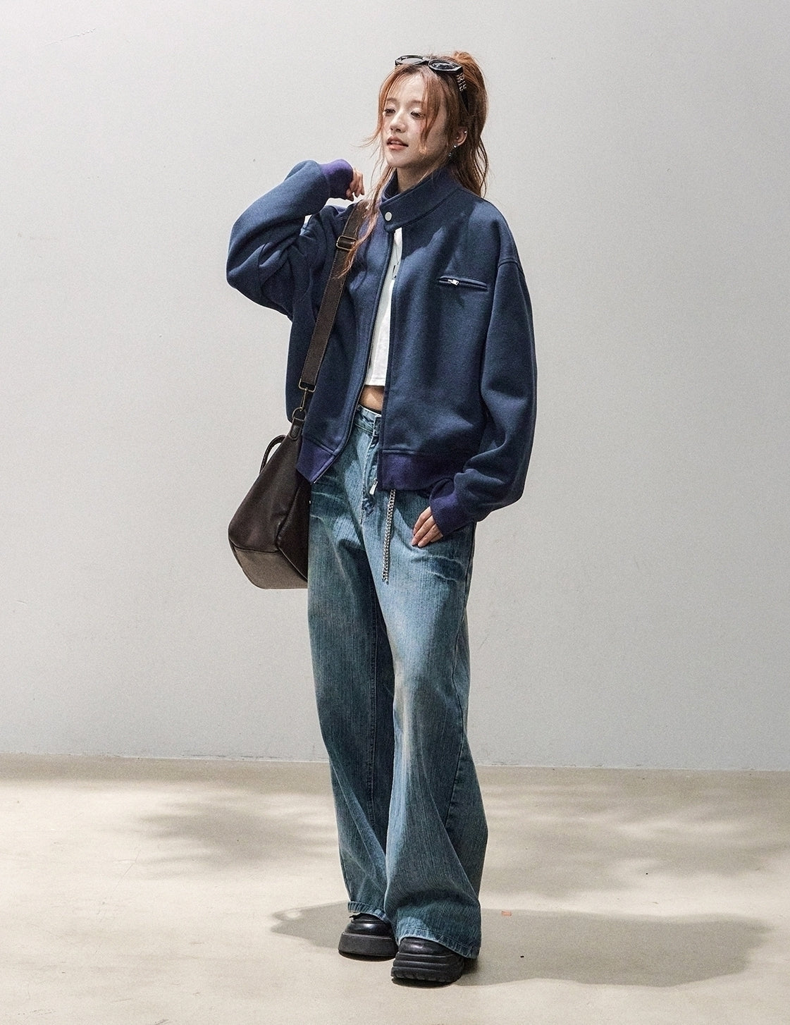 Stylish Stand Collar Air Layer Sweatshirt Jacket