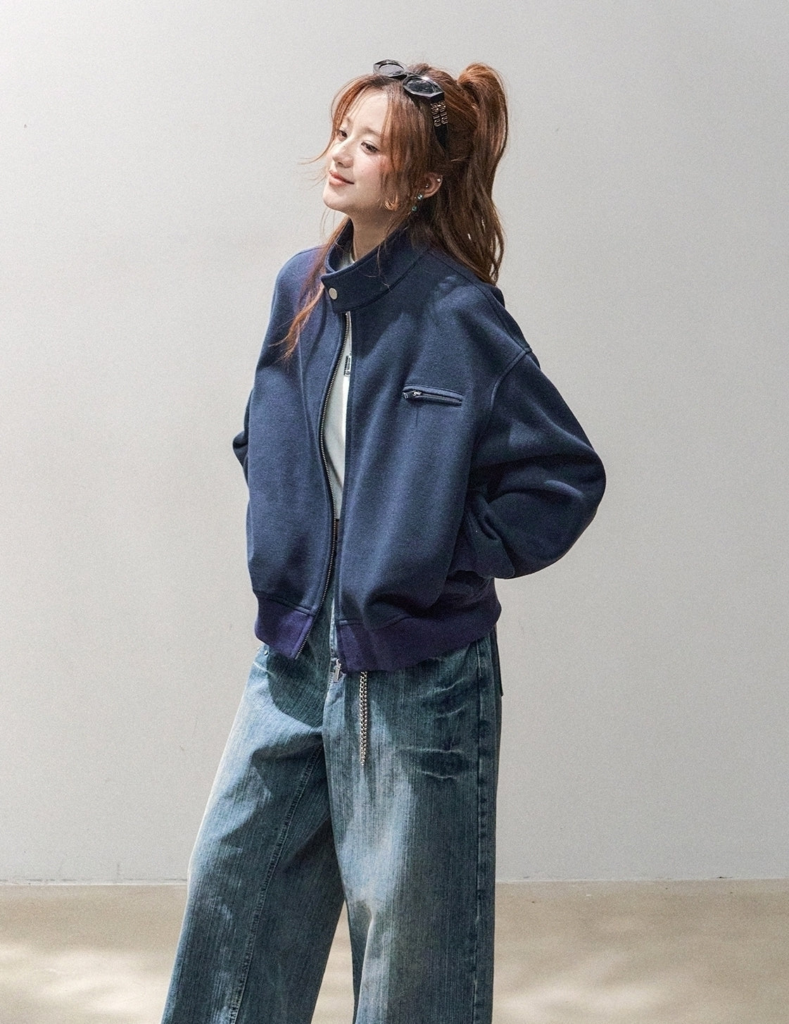 Stylish Stand Collar Air Layer Sweatshirt Jacket