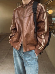 Stylish Stand Collar Biker Jacket