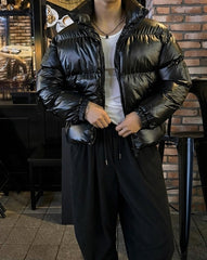 Stylish Stand Collar Glossy Short Jacket