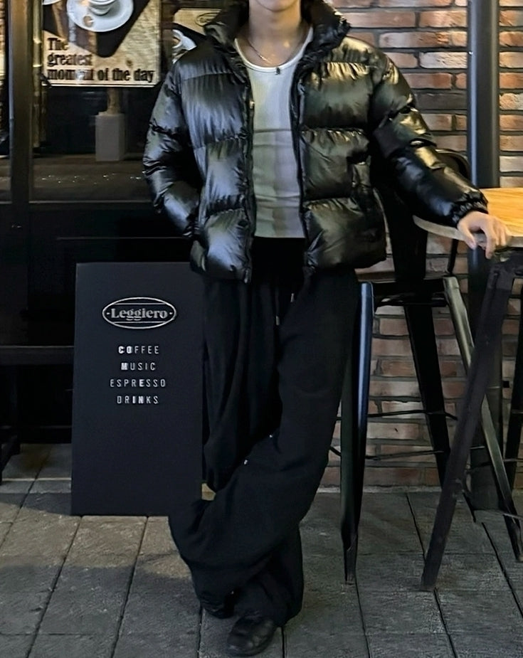 Stylish Stand Collar Glossy Short Jacket