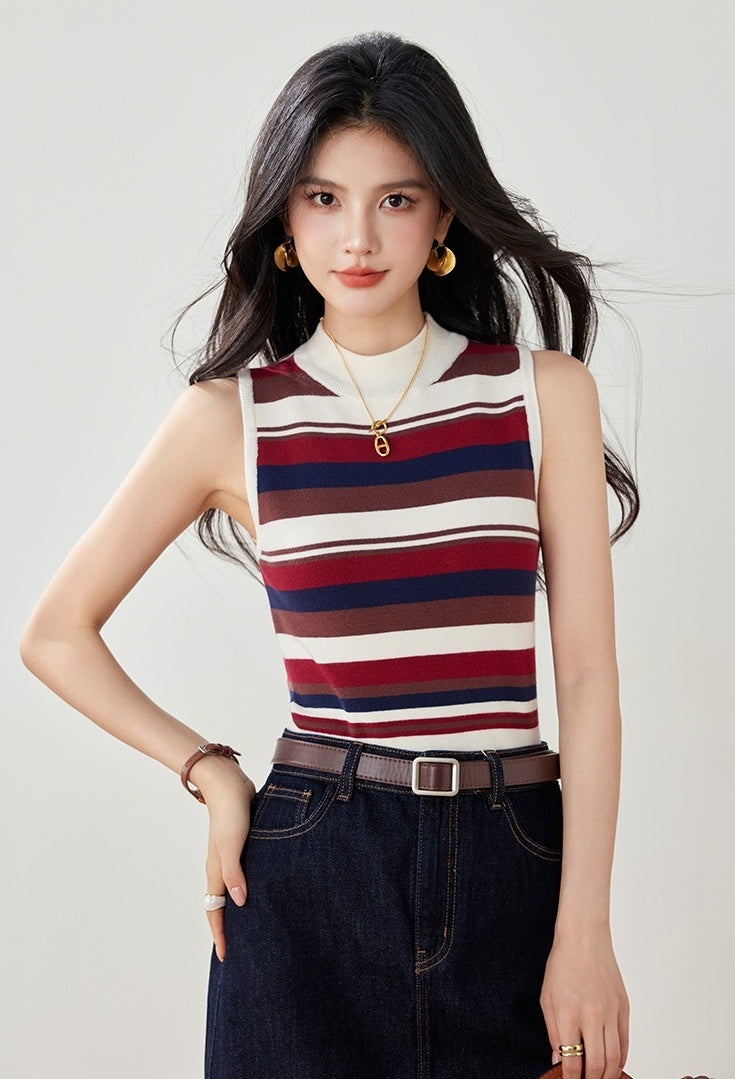 Stylish Striped Knit Tank Top