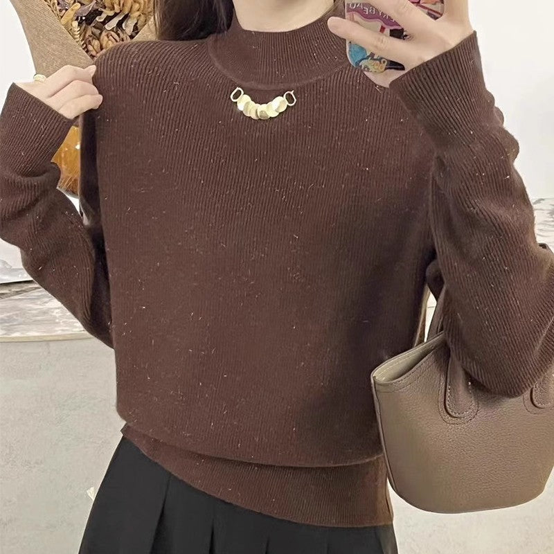 Stylish White Knit Turtleneck Sweater
