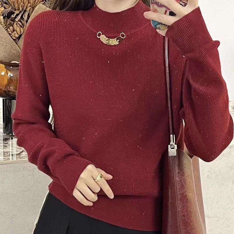 Stylish White Knit Turtleneck Sweater