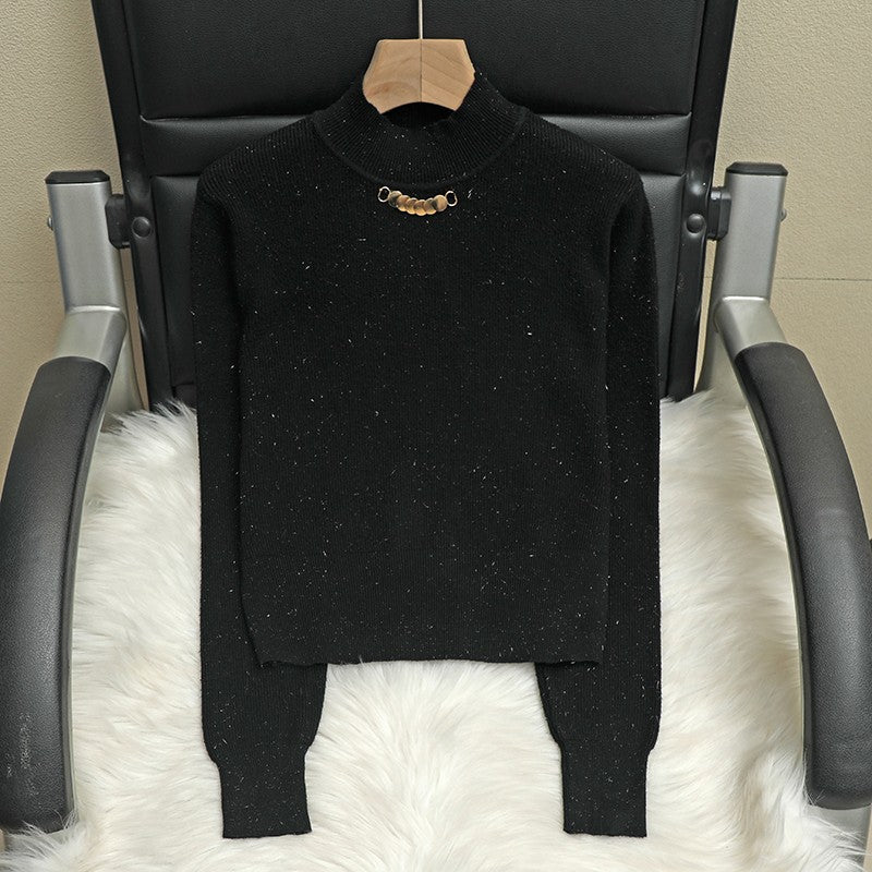 Stylish White Knit Turtleneck Sweater