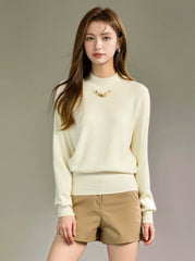 Stylish White Knit Turtleneck Sweater