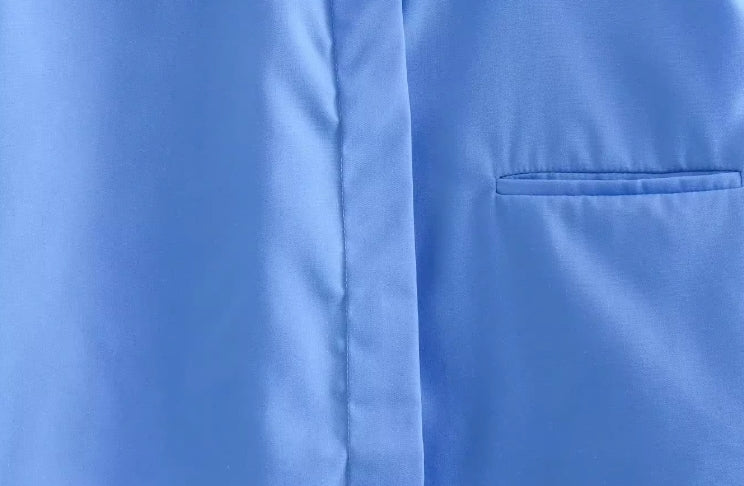 Blue Cropped Button-Up Shirt