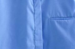 Blue Cropped Button-Up Shirt