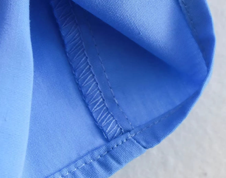 Blue Cropped Button-Up Shirt