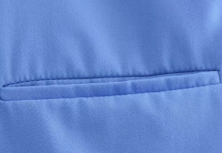 Blue Cropped Button-Up Shirt