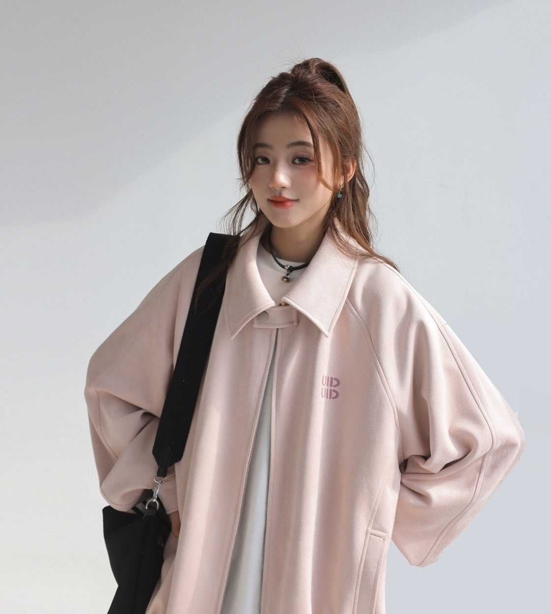 Embroidered Letter Chic Pink Jacket