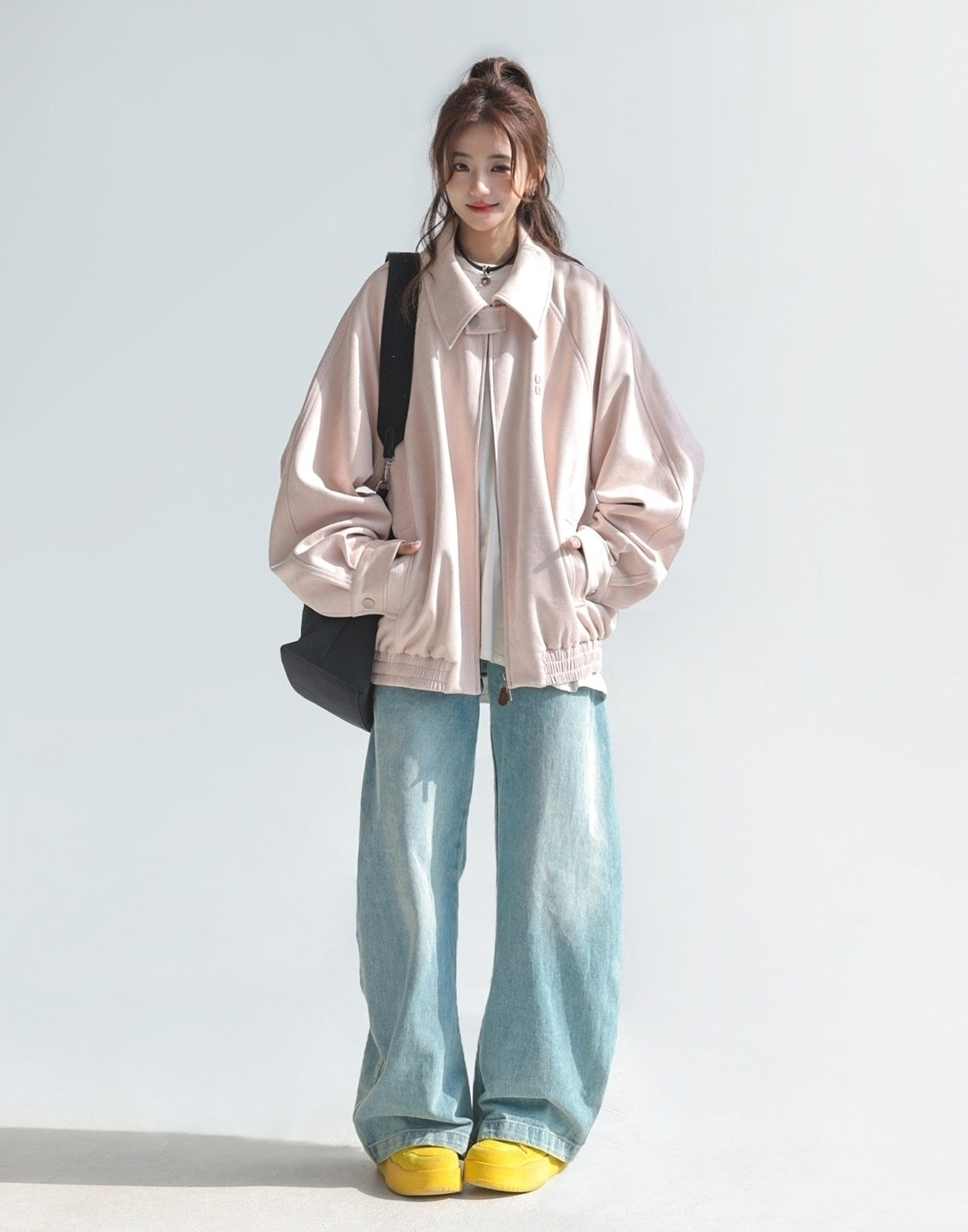 Embroidered Letter Chic Pink Jacket